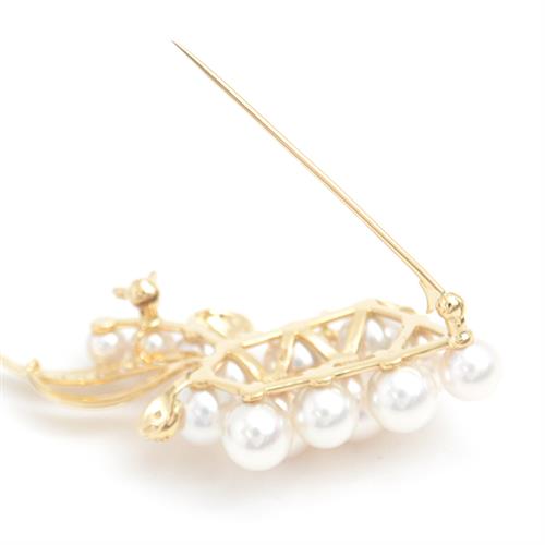 ミキモト ブローチ レディース パール×ダイヤモンド ブローチ イエローゴールド MIKIMOTO K18 中古