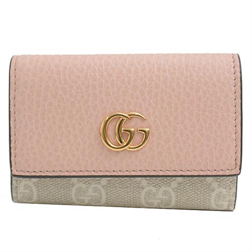 グッチ 小物 レディース 日本限定 ダブルG キーケース GGスプリームキャンバス ライトピンク×ベージュ GUCCI 456118 中古