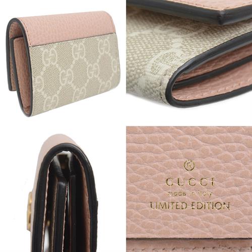 グッチ 小物 レディース 日本限定 ダブルG キーケース GGスプリームキャンバス ライトピンク×ベージュ GUCCI 456118 中古