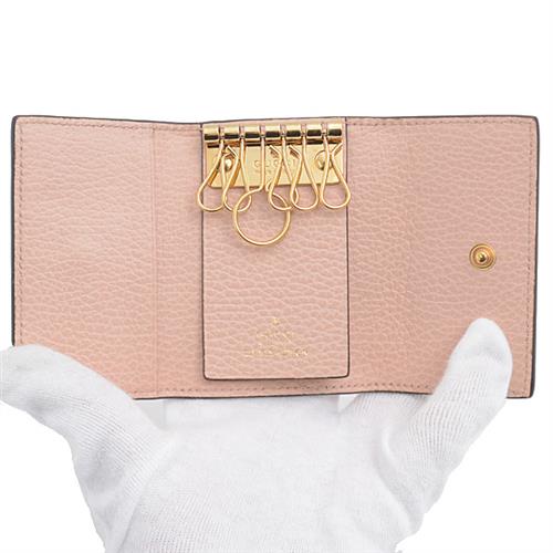 グッチ 小物 レディース 日本限定 ダブルG キーケース GGスプリームキャンバス ライトピンク×ベージュ GUCCI 456118 中古