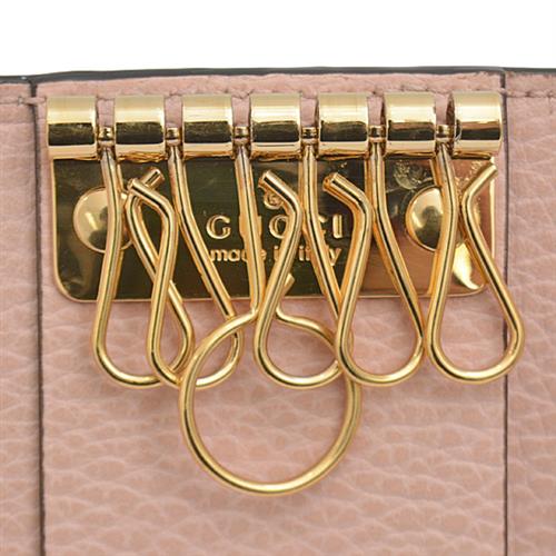 グッチ 小物 レディース 日本限定 ダブルG キーケース GGスプリームキャンバス ライトピンク×ベージュ GUCCI 456118 中古