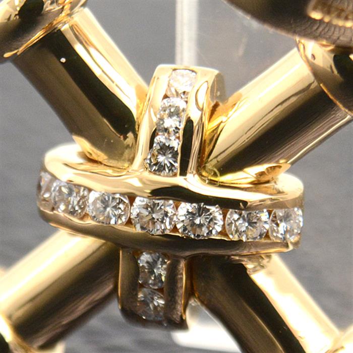 ブルガリ ペンダント ユニセックス パッソドッピオ クロス ダイヤモンド ペンダントトップ イエローゴールド BVLGARI 750YG 中古