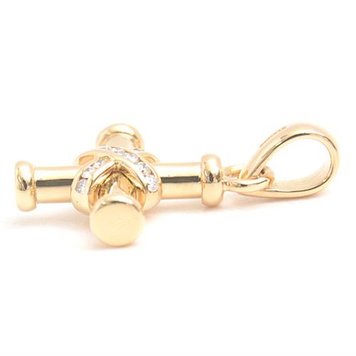 ブルガリ ペンダント ユニセックス パッソドッピオ クロス ダイヤモンド ペンダントトップ イエローゴールド BVLGARI 750YG 中古