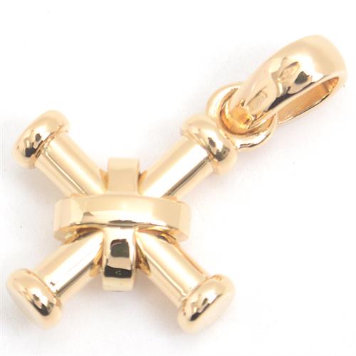 ブルガリ ペンダント ユニセックス パッソドッピオ クロス ダイヤモンド ペンダントトップ イエローゴールド BVLGARI 750YG 中古