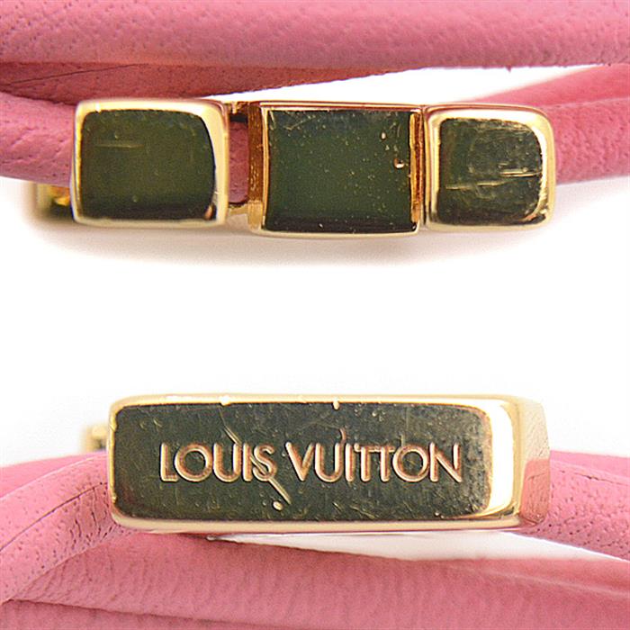 ルイヴィトン ブレス レディース ブレスレット LVブルーム レザー モノグラムフラワー ピンク Louis Vuitton M0975Z 中古