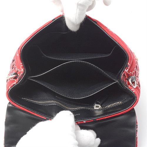 サンローラン バッグ レディース ショルダーバッグ キルティング コットン バンダナ柄 レッド SAINT LAURENT 中古