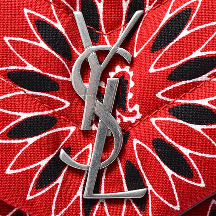 サンローラン バッグ レディース ショルダーバッグ キルティング コットン バンダナ柄 レッド SAINT LAURENT 中古