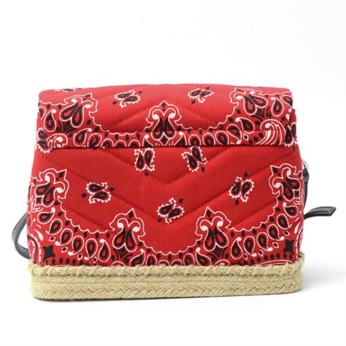 サンローラン バッグ レディース ショルダーバッグ キルティング コットン バンダナ柄 レッド SAINT LAURENT 中古