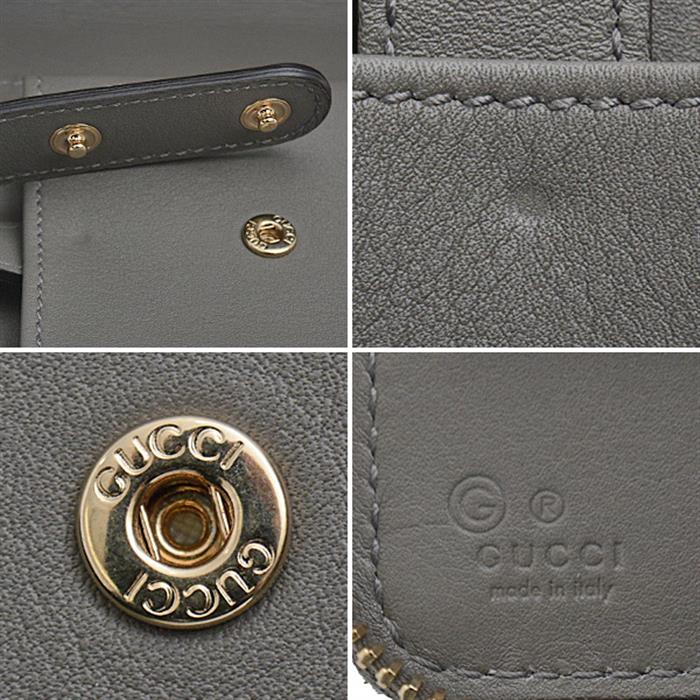 グッチ 財布 メンズ マイクログッチシマ トラベルドキュメントケース オーガナイザー ウォレットバッグ カーフ グレー GUCCI 544250 中古