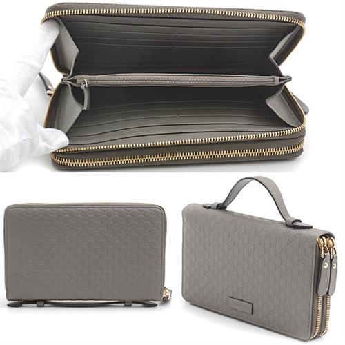グッチ 財布 メンズ マイクログッチシマ トラベルドキュメントケース オーガナイザー ウォレットバッグ カーフ グレー GUCCI 544250 中古