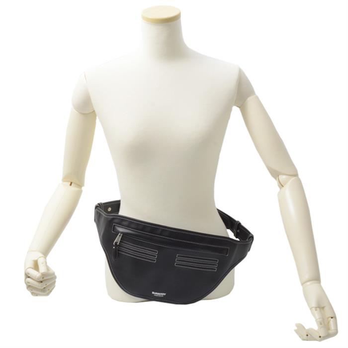 バーバリー バッグ メンズ ウエストバッグ ボディバッグ レザー ブラック BURBERRY 中古